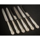 Set six Elizabeth II silver handle dinner knives