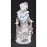 Lladro Standing Clown with Dogs figure