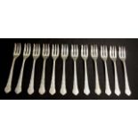 Set twelve Scandinavian silver oyster forks