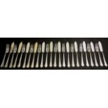 Set twelve Scandinavian silver fish knives & forks