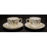 Pair Victorian hand painted tea cups and saucers