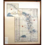 Framed vintage Japanese map