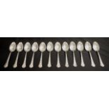 Set twelve Scandinavian silver dessert spoons