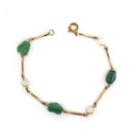 Turquoise and pearl bead 9ct rose gold bracelet