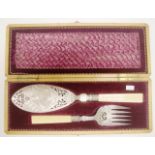 Vintage cased silver plate fish serving set