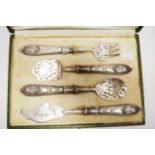 Vintage French cased silver serving set