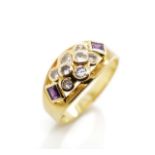 Multi gemstone set 18ct yellow gold ring