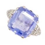 7.00ct Sapphire and diamond set platinum ring