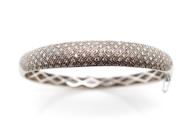 Pave diamond and 18ct white gold bangle