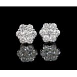 Diamond set 18ct white gold cluster stud earrings