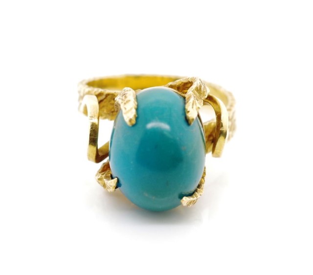 18ct yellow gold and blue gemstone ring - Image 4 of 4