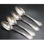 Set four French silver soup spoons