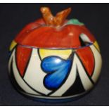 Clarice Cliff Bizarre lidded honey pot