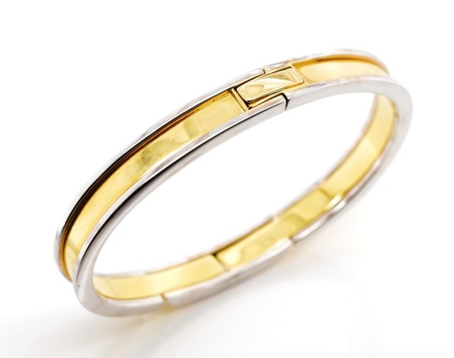 Two tone 18ct gold bangle