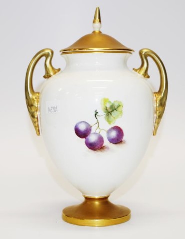 Royal Worcester handpainted lidded urn - Image 2 of 6