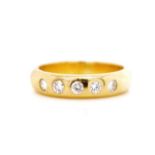 Five stone diamond set 18ct yellow gold ring