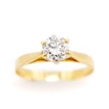 Solitaire diamond set 18ct yellow gold ring