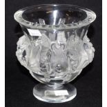 Lalique France crystal Dampierre bird vase