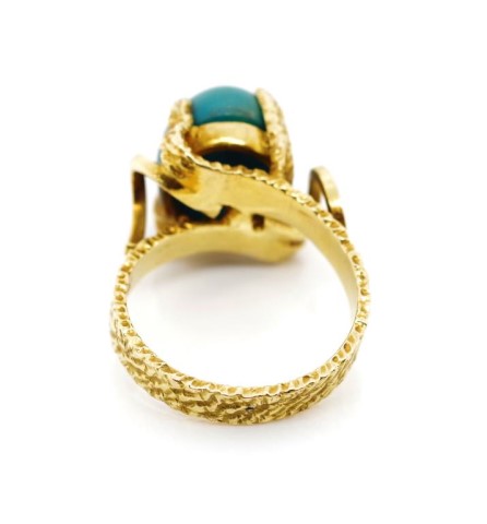 18ct yellow gold and blue gemstone ring - Image 2 of 4