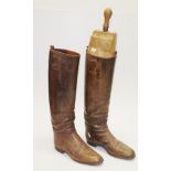 Pair of vintage brown leather riding boots