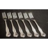 Set six Elizabeth II sterling silver dessert forks