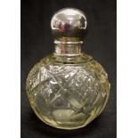 George V sterling silver & crystal perfume bottle