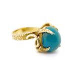 18ct yellow gold and blue gemstone ring