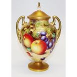 Royal Worcester handpainted lidded urn