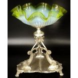 Victorian silver plate &vaseline glass centrepiece