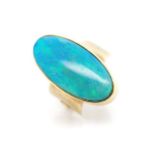 Opal set 9ct yellow gold cocktail ring