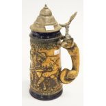 Vintage German beer stein with figural fox handle