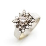 Diamond and 18ct white gold cluster ring