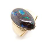 Boulder opal and 9ct yellow gold ring