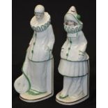 Pair of Continental Pierrot boy & girl bookends