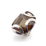Smoky quartz and sterling silver ring