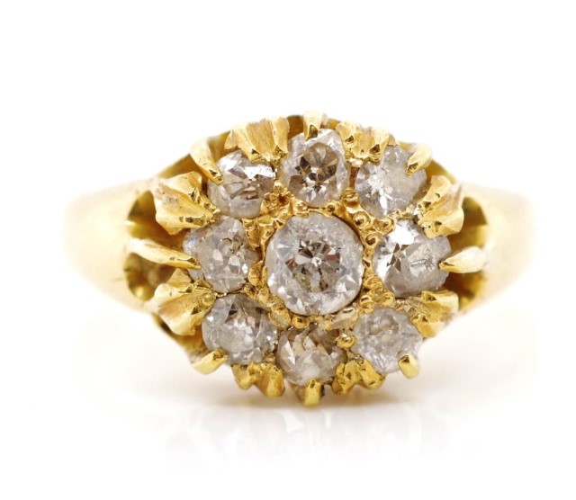 Victorian diamond and 18ct yellow gold ring - Image 2 of 4