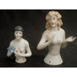 Two various ceramic half dolls