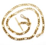 9ct yellow gold fiagro chain necklace and t-bar