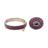 Antique garnet brooch and bangle