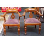 Pair of antique shield back tub chairs