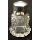 George V sterling silver & crystal perfume bottle