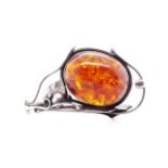 Australian sterling silver and amber bangle