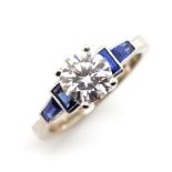 A good Diamond and sapphire set 18ct gold ring