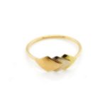 Three colour 18ct rose gold ring