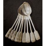 Nine Victorian sterling silver teaspoons