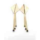 Modernist 9ct rose gold and topaz earrings