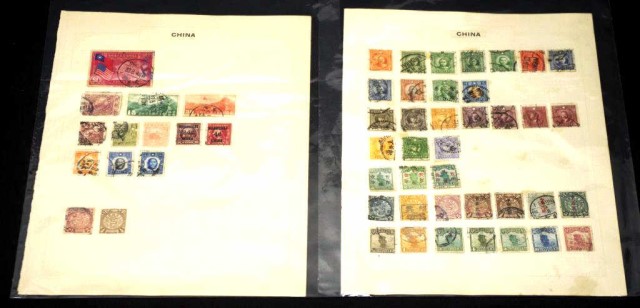 Two sheets of early Chinese postage stamps