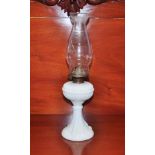 Victorian milk glass desk oil lamp