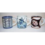 Set three Royal Copenhagen 'Fajance' mugs