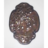 Chinese carved wood tableau wall decoration